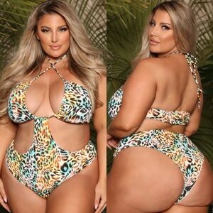 NWT Leopard Print Swimsuit - 2X